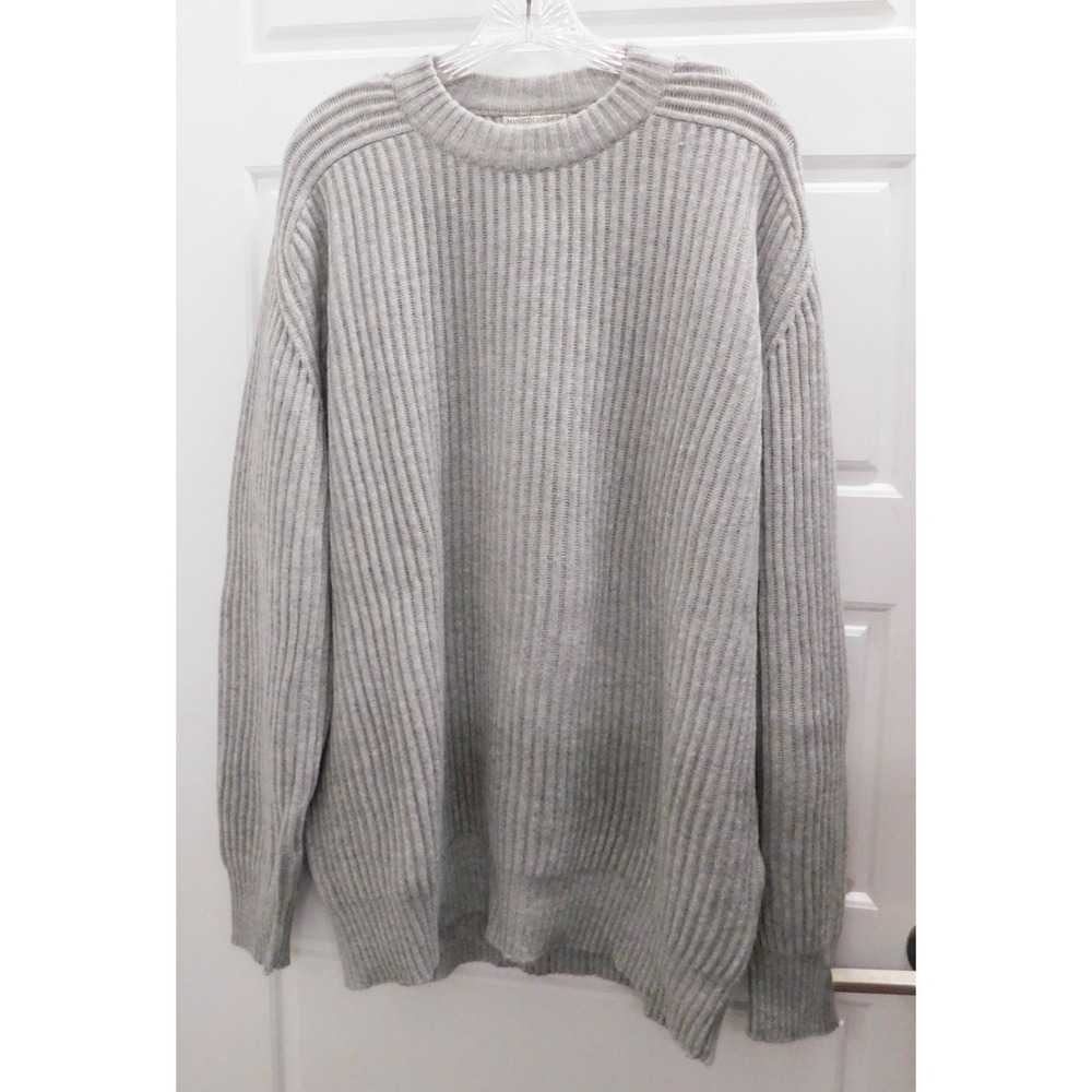 Manrico Relaxed-Fit Heavy Ribbed Knit Cashmere Crewneck Sweater $1450rt  sz L